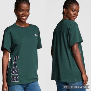 PINK Oversized Short-Sleeve Campus T-Shirt